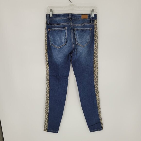 Judy Blue womens 7 28 Jasmin Mid rise leopard print side stripe skinny jeans - Picture 8 of 9